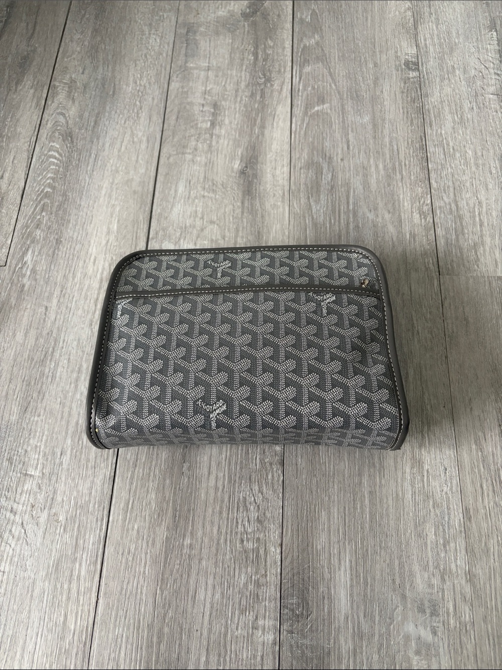 Gray Goyard Patterned Men's Travel Pouch - Gray
